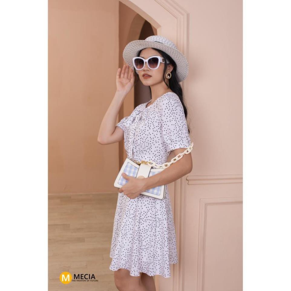Váy đầm xòe MECIA DK599 – đầm thiết kế họa tiết chấm bi thắt eo , chất liệu mềm mịn đầm đi dạo bazic cao cấp phong cách