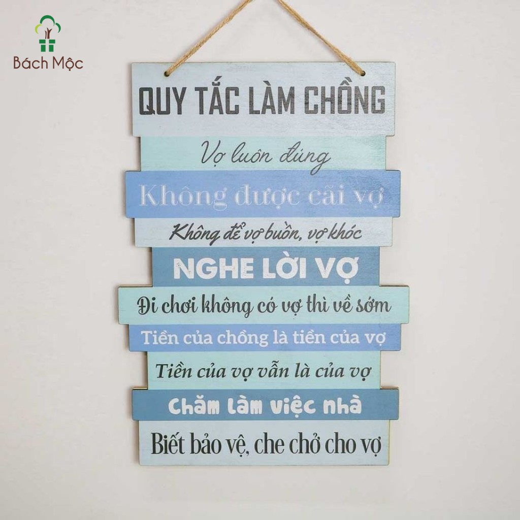 Bảng Gỗ Treo Trang Trí Nhà Cửa BÁCH MỘC Quy Tắc Hạnh Phúc