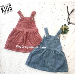 Yếm nhung túi ngực Zara 2 màu xanh và hồng đỗ dư xịn cho bé gái