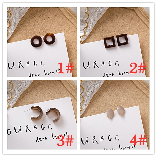 XiaoboACC Khuyên Tai Hàn Quốc Đính Hạt Nhựa Acrylic Màu Nâu Phong Cách Retro Nữ Tính | BigBuy360 - bigbuy360.vn