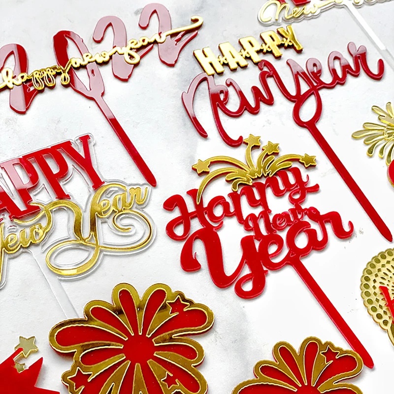 Set 2022 phụ kiện cắm trang trí bánh kem mừng năm mới/sinh nhật/sự kiện