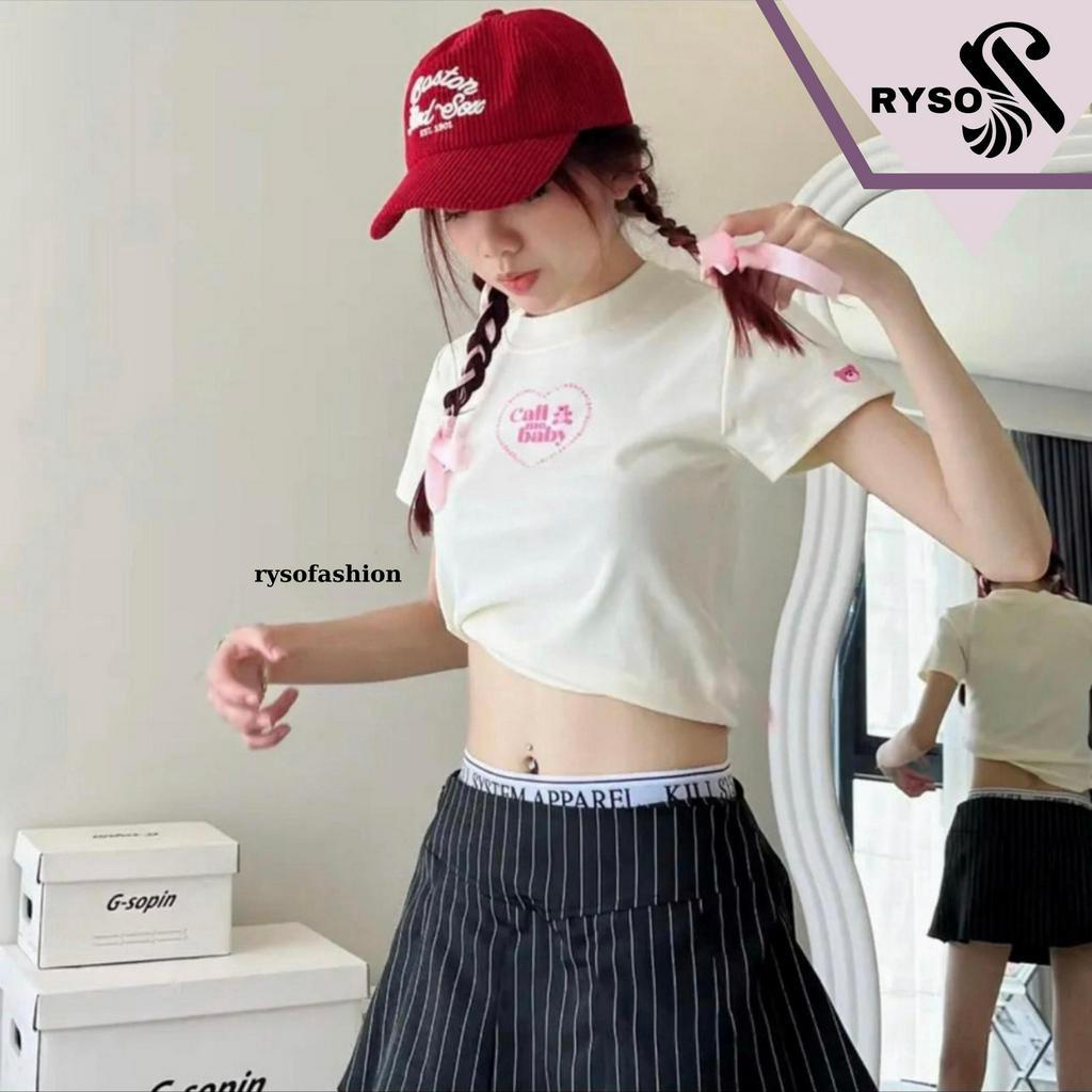 Áo Baby Tee Raplan in hình trái tim chất liệu 100% cotton Form Fit Phối Tay RYSO FASHION