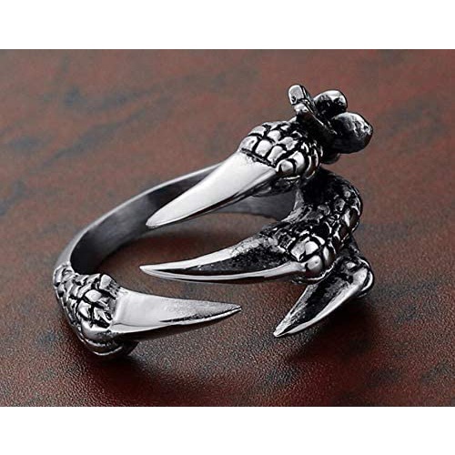 Nhẫn thép titan hình đầu lâu rồng đại bàng cá tính cho nam