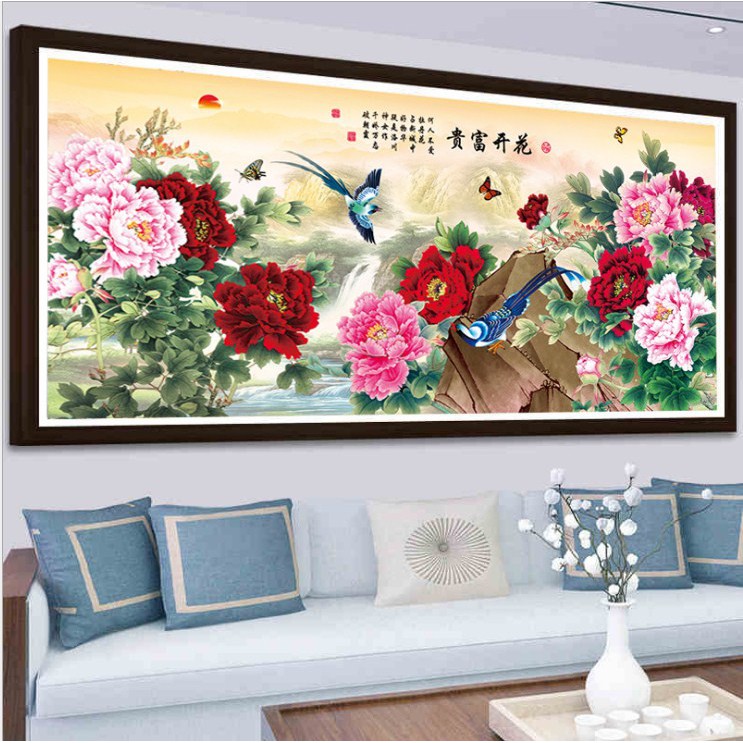 Tranh Thêu Chữ Thập Chỉ Lụa Hoa Mẫu Đơn Khoe Sắc HH0912