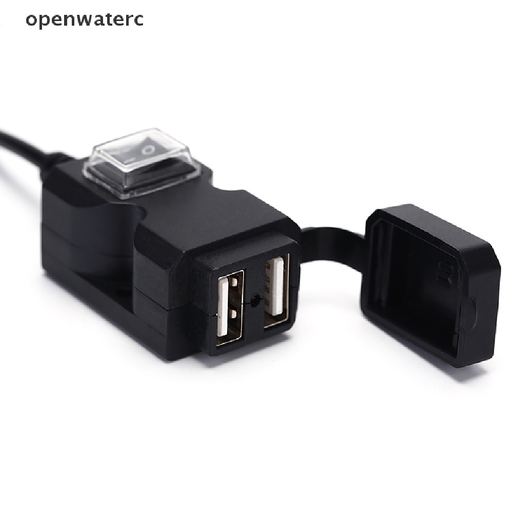 Ổ Cắm Sạc USB Kép 12V Kèm Công Tắc Và Giá Gắn Tay Lái Chống Nước Cho Xe Máy Vn
