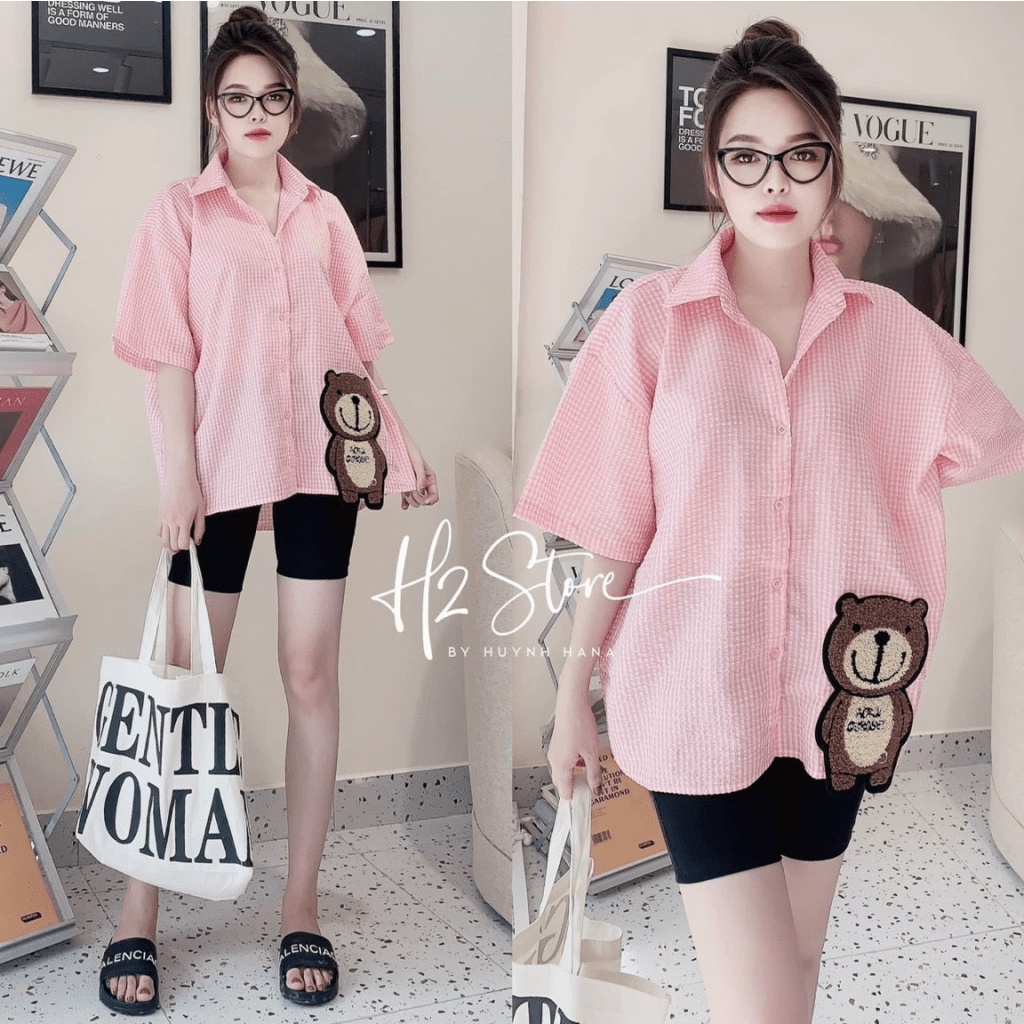 SET SƠ MI NỮ CARO PHỐI QUẦN ĐÙI HỌA TIẾT CÚ  SIÊU XINH ĐẸP LUNG LINH HHP