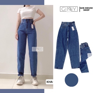 Quần Baggy Jean Nữ Hack Dáng KHA-030| Cạp Cao | Wash Xịn | GinHouse Shop