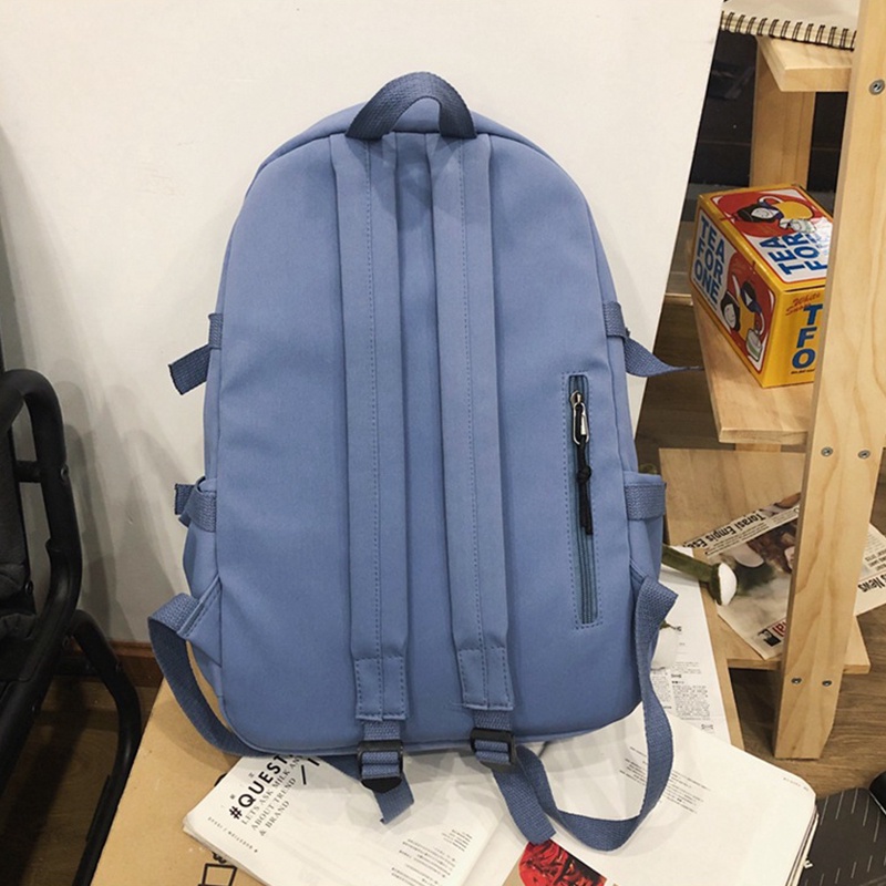 Ba Lô Đi Học Chất Liệu nylon Màu Xanh Dương Thời Trang Hàn Quốc 2022 Cho Nam Và Nữ