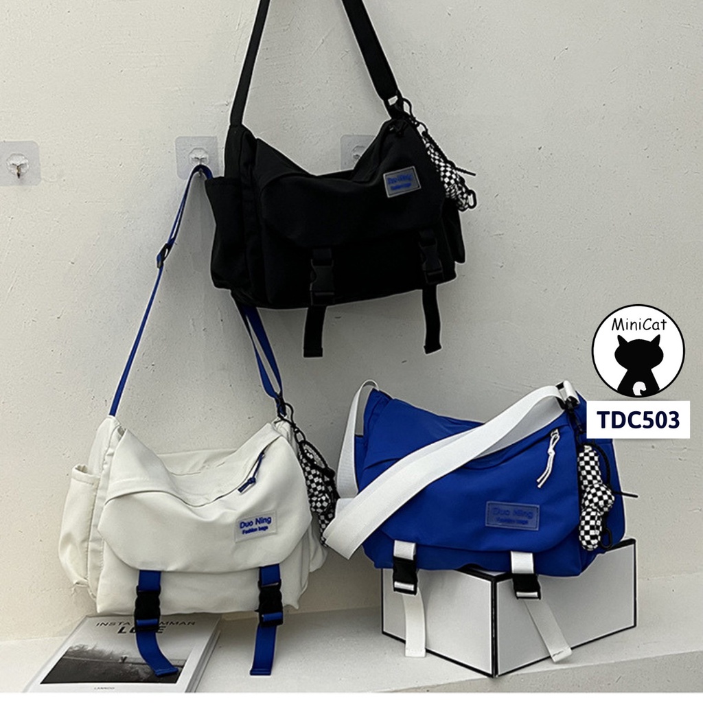 Túi đeo chéo, túi đeo vai vải canvas Hàn Quốc MiniCat TDC503 (không có móc gấu)