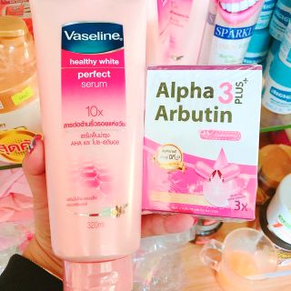 Bộ dưỡng da Vaseline 10X và viên Alpha Arbutin thái lan