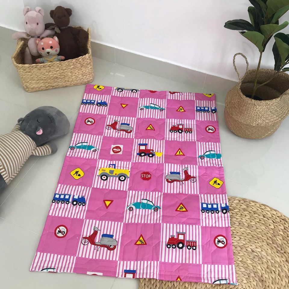 Chăn Mền Kha Ly nhỏ cho bé đi học-mẫu đóng NGẪU NHIÊN-Chất cotton siêu thoáng mát, không hầm, nóng lưng bé-size 75x11