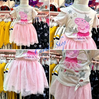 Set áo thun chân váy hồng heo peppa cho bé gái