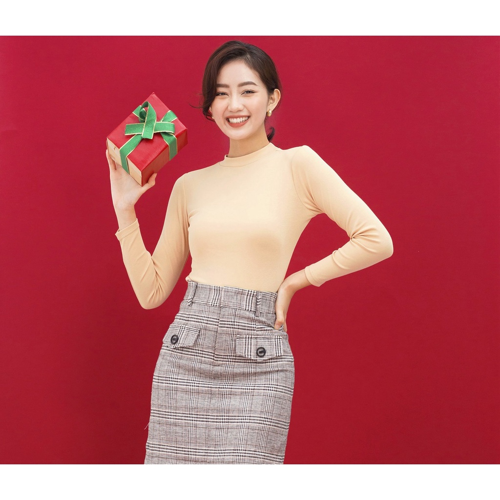 Áo thun nữ tay dài GUMAC thiết kế cổ tròn ôm body ATC01037 mẫu mới