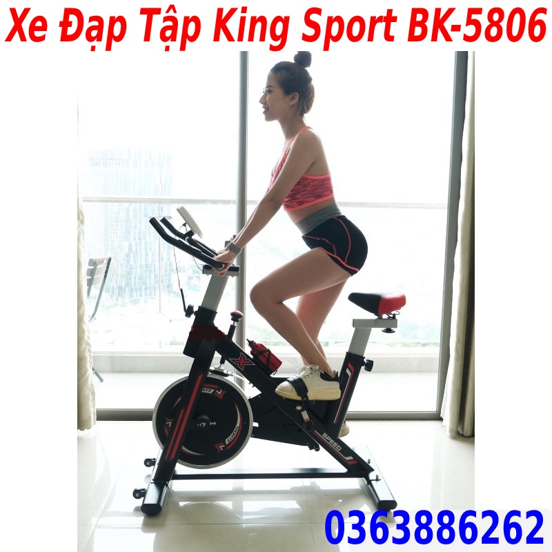 Xe đạp tập gym tập thể dục King Sport tặng máy cơ bụng ems + má phanh dự phòng + cảm biến nhịp tim + bình nước + đồng hồ