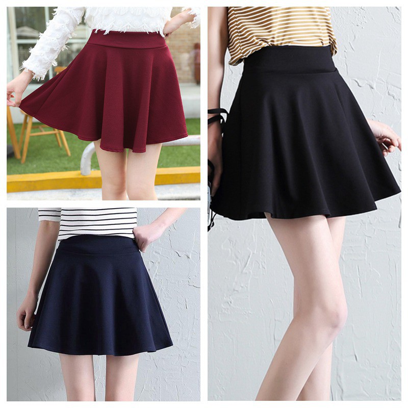 Chân váy lưng cao màu trơn thiết kế đơn giản | BigBuy360 - bigbuy360.vn