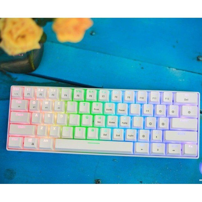 Bàn phím cơ không dây E-DRA EK361W Bluetooth -Layout 61 phím - Led RGB
