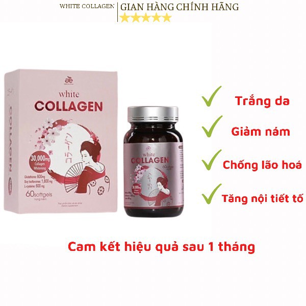 Viên uống trắng da Glutathione - Viên uống đẹp da, căng mịn da hãng White Collagen hiệu quả sau 1 tháng