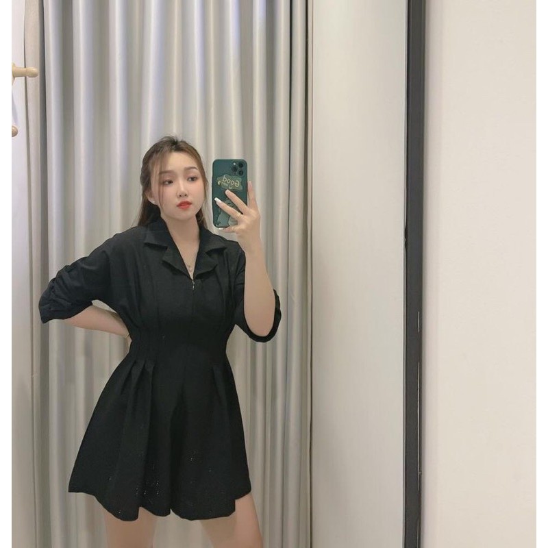 JUMPSUIT ĐEN CỔ VEST