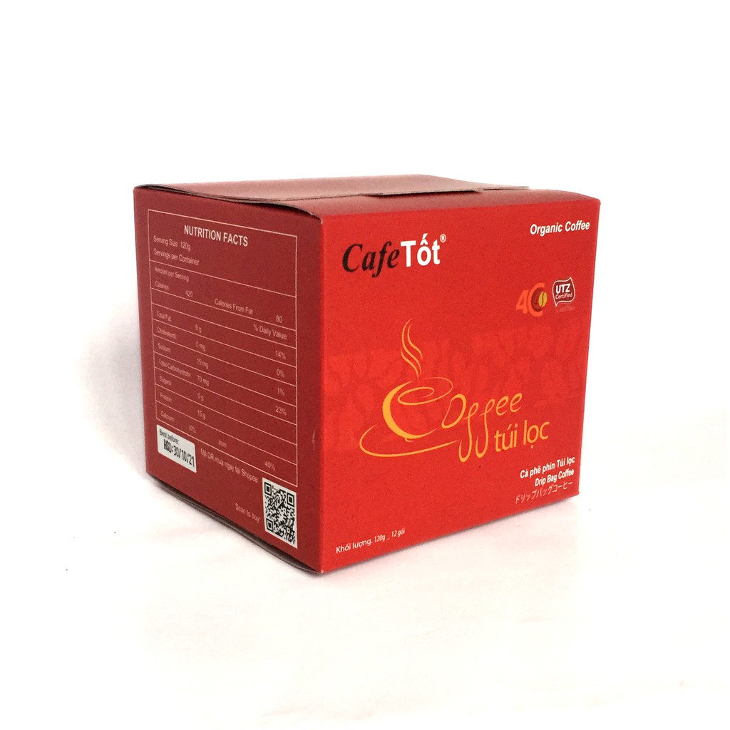 [10 gói x 16 gram] Cà Phê Túi Lọc CafeTot (Cafe Tốt) Phin Giấy Rang Xay 100% Rang Mộc Nguyên Chất Không Phụ Gia