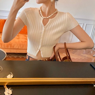 9382. ÁO LEN CROPTOP TAY NGẮN BASIC