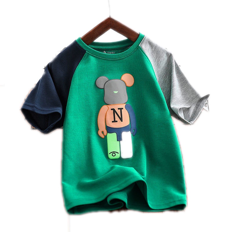 Áo Thun In Hoạt Hình Gấu Thời Trang Hè Cá Tính Dành Cho Bé Trai