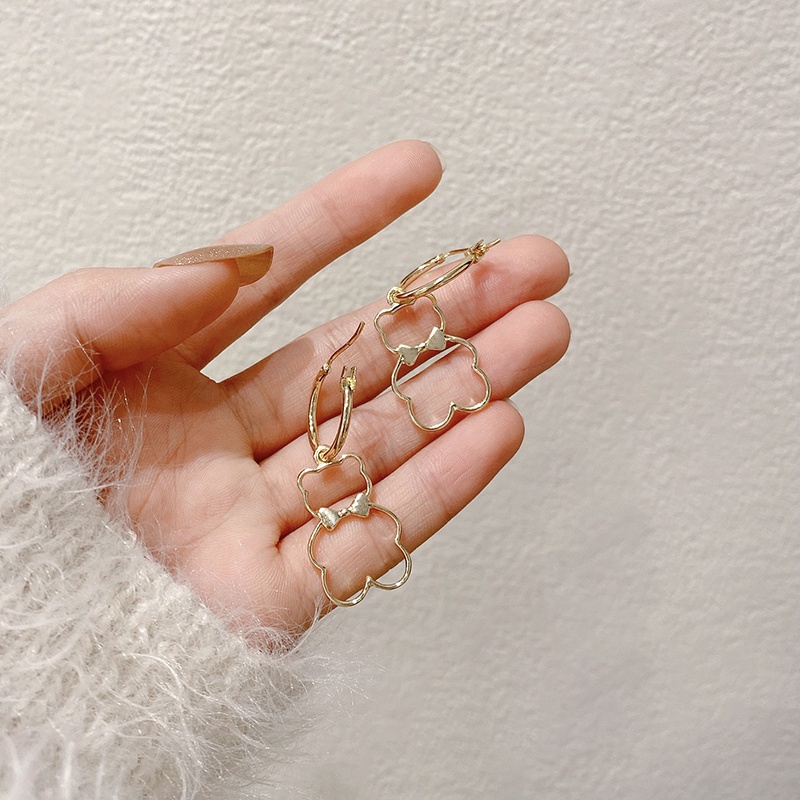 Bông Tai Hình Gấu Thắt Nơ Bằng Kim Loại Dễ Thương Phong Cách Hàn Quốc Cho Nữ