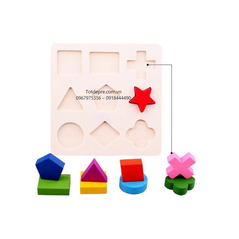 Đồ chơi gỗ giáo cụ Montessori combo 3 bảng lắp ghép hình khôi