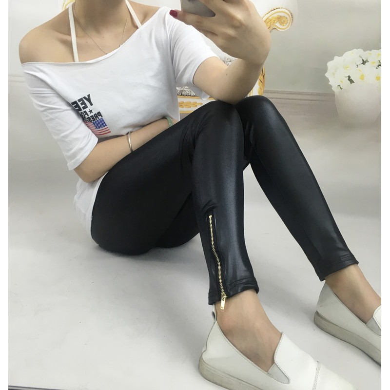 quần legging da bóng có khóa kéo - QL26