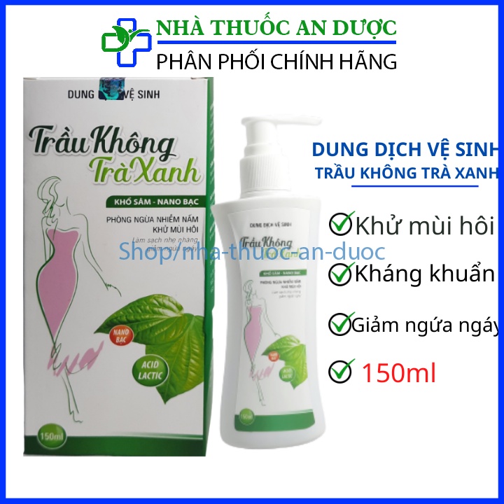 Dung dịch vệ sinh trầu không xanh- khổ sâm, nano bạc, làm sạch, kháng khuẩn, ngăn mùi – Chai 150ml
