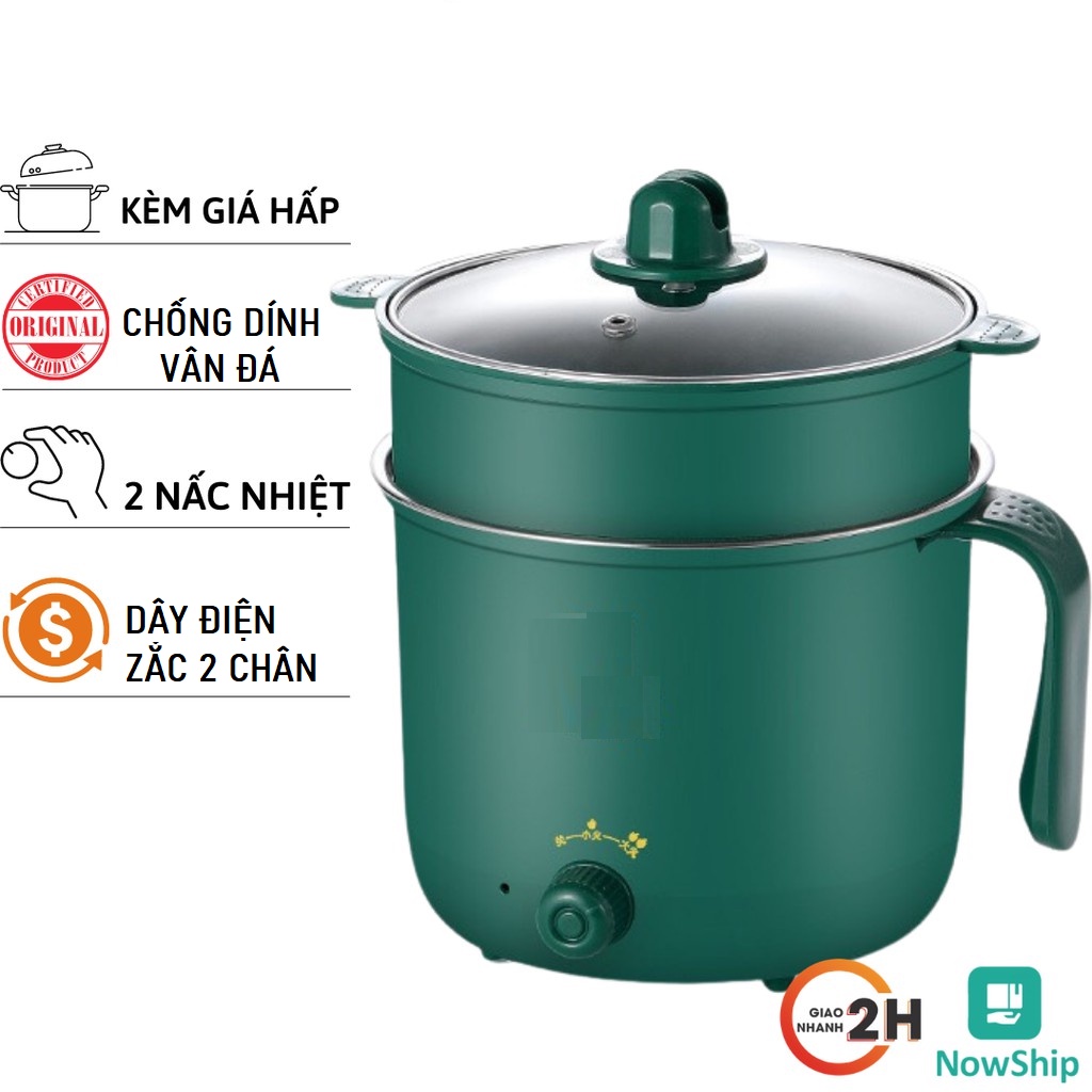 [Hàng Đẹp- Loại 1] Nồi Lẩu Mini,Ca Nấu Mì Đa Năng 2 tầng Hàn Quốc- Vân Đá Siêu Chống Dính Kèm Hấp