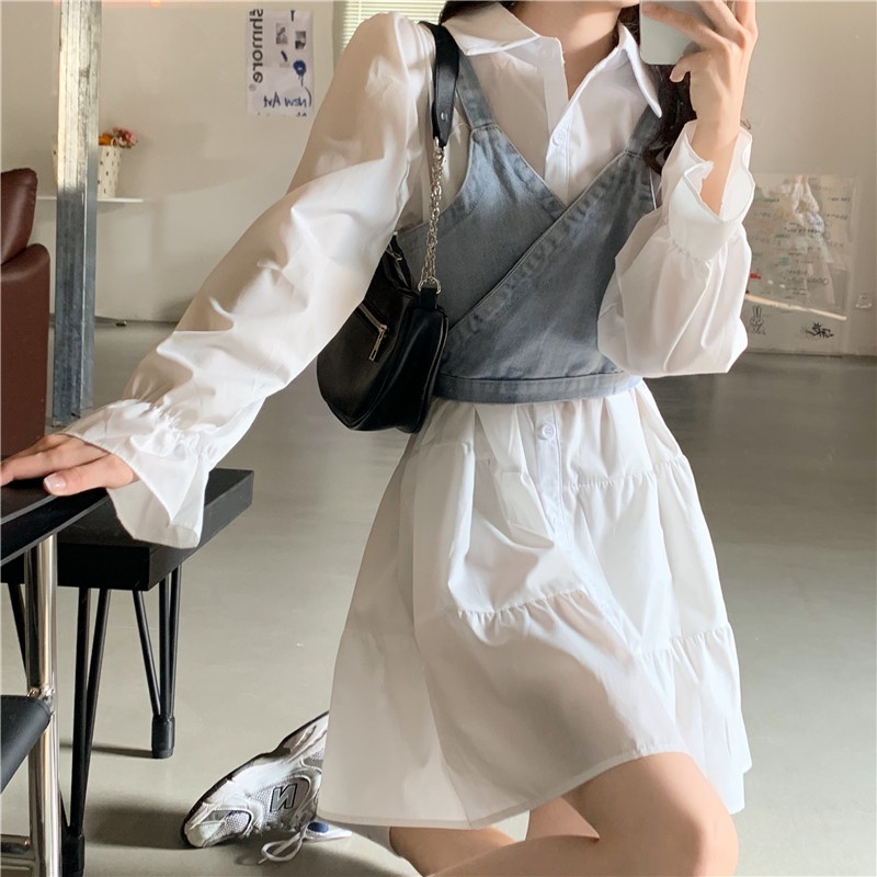 Đầm Trắng Dài Tay Cổ polo Thiết Kế Mới Thời Trang Dành Cho Mùa Hè Thu