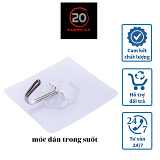 Một Móc Dính Tường Trong Suốt 20 Store Siêu Dính Chịu Lực 20kg - Móc Dính Mọi Bề Mặt, Hiện Đại, Tiện Ích-Lỗi 1 đổi 1