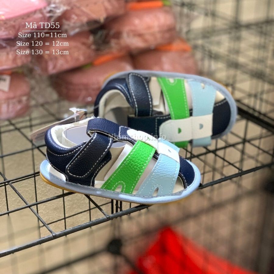 Giày sandal tập đi cho bé trai bé gái sơ sinh đế cao su chống trơn trượt cao cấp dép rọ bít mũi thời trang trẻ em TD55