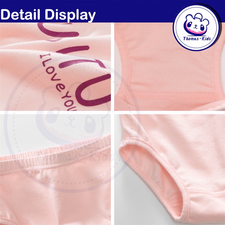Quần Lót Cotton Màu Trơn In Chữ Thoải Mái Cho Bé Gái 2-11 Tuổi