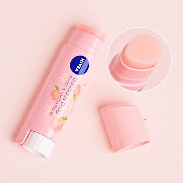 Son dưỡng môi Nivea Flavor Lip Delicious Drop Nhật Bản - Son dưỡng môi Nivea hương đào Peach táo Apple Cheap Moment