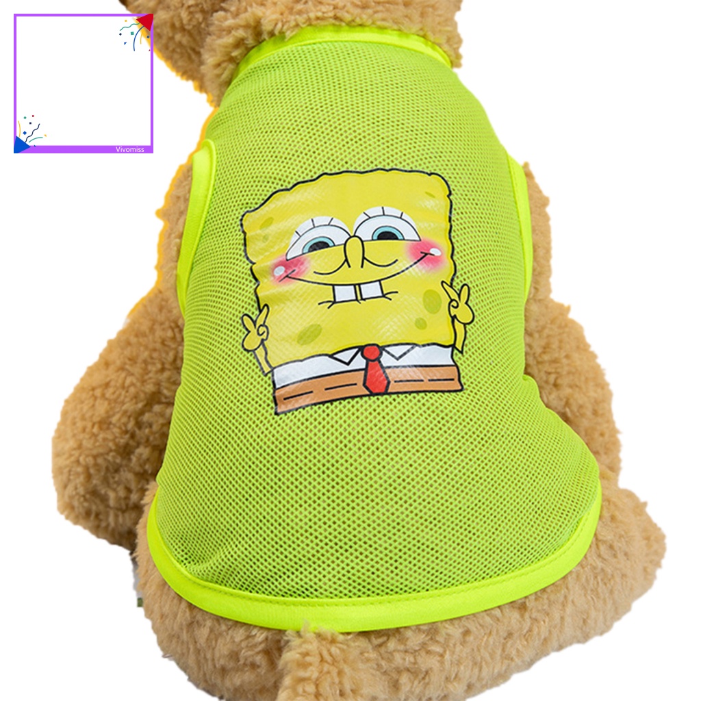 Áo Thun Lưới Cỡ Lớn In Hình SpongeBob Cún Nhiều Màu Sắc Trang Trí Mùa Hè Cho Cún Cưng