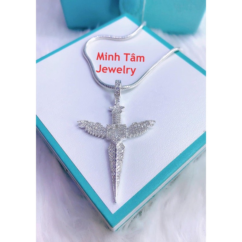 Bộ dây chuyền bạc nam mặt lưỡi giáo đại bàng lộc phát-Minh Tâm Jewelry