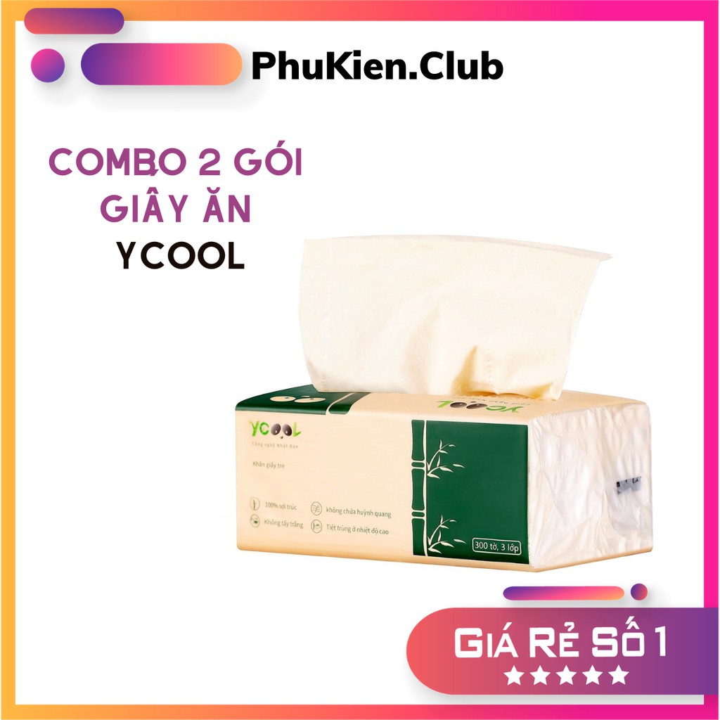 Combo 2 gói giấy ăn Ycool thiên nhiên chính hãng