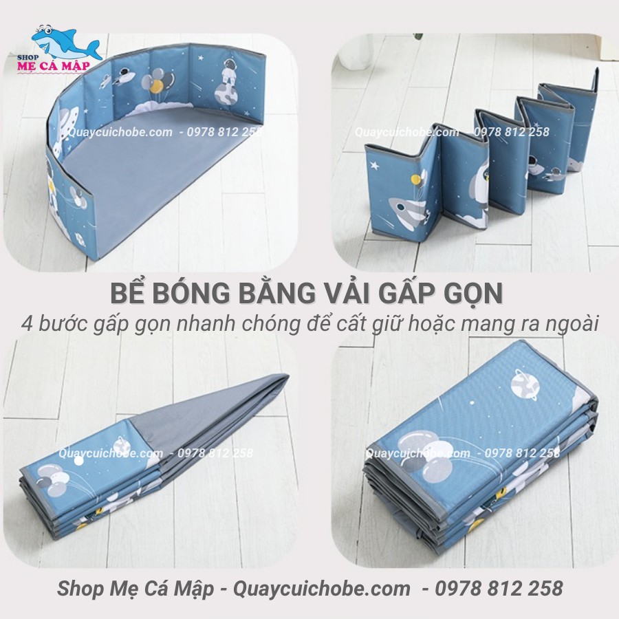  Bể bóng cho bé bằng vải cao cấp cho bé, bể bóng gấp gọn bằng vải bé trai bé trái