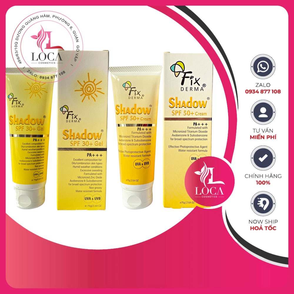 [CHÍNH HÃNG] KEM CHỐNG NẮNG SPF 50+ và SPF 30+ FIXDERMA SHADOW SPF 50+ CREAM