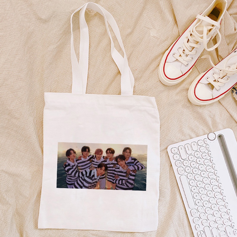 Enhypen Totebag Canvas KPOP Túi xách đeo vai Túi mua sắm thông thường Túi tote bé gái