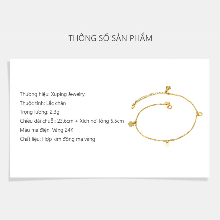 Lắc Chân Nữ Mạ Vàng 24K, Thiết Kế Họa Tiết Hình Hoa Trái Tim Trang Nhã - XPLC02