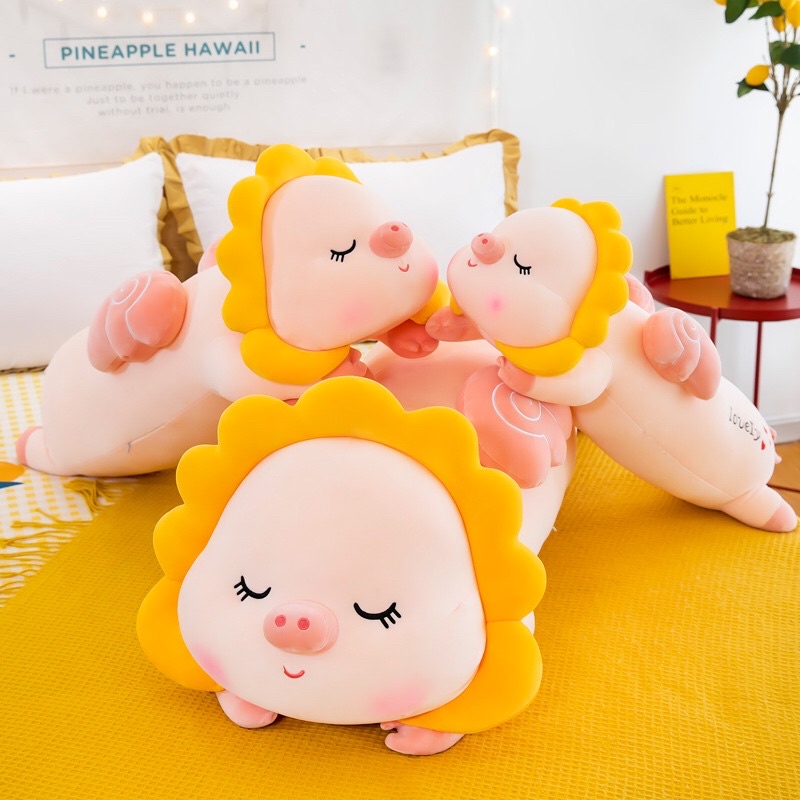 𝐂𝐀𝐎 𝐂𝐀̂́𝐏💥Gối ôm hình heo bông mặt hoa 💥 Gấu bông nhập ngoại