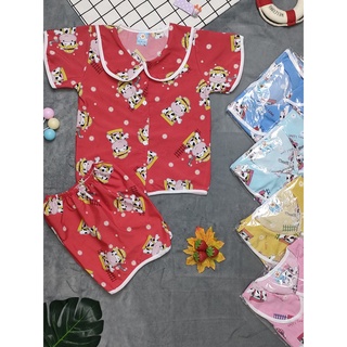 Bộ lụa tay ngắn gợn sóng bé