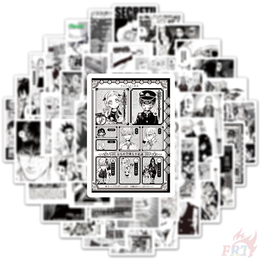 ❉ Shōnen Manga Series 04 Classical Black &amp; White Mixed Magazine Mini Poster Stickers ❉ 50Pcs/Set Classical Anime Cartoon DIY Fashion Mixed Waterproof Doodle Decals Stickers