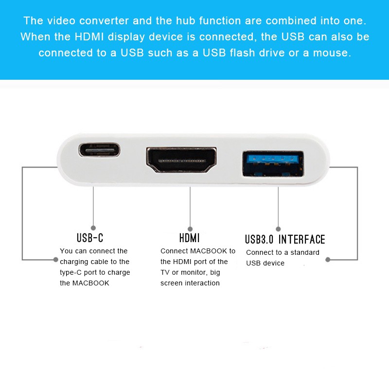 Cáp sạc chuyển đổi Type C sang USB 3.0 / HDMI / typec cho Macbook / DELL XPS 13 / matebook Laptop