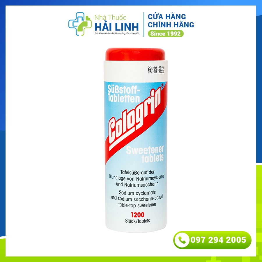 [CHÍNH HÃNG] Đường ăn kiêng Cologrin nhập khẩu từ Đức lọ 1200 viên - Cho người tiểu đường và ăn kiêng