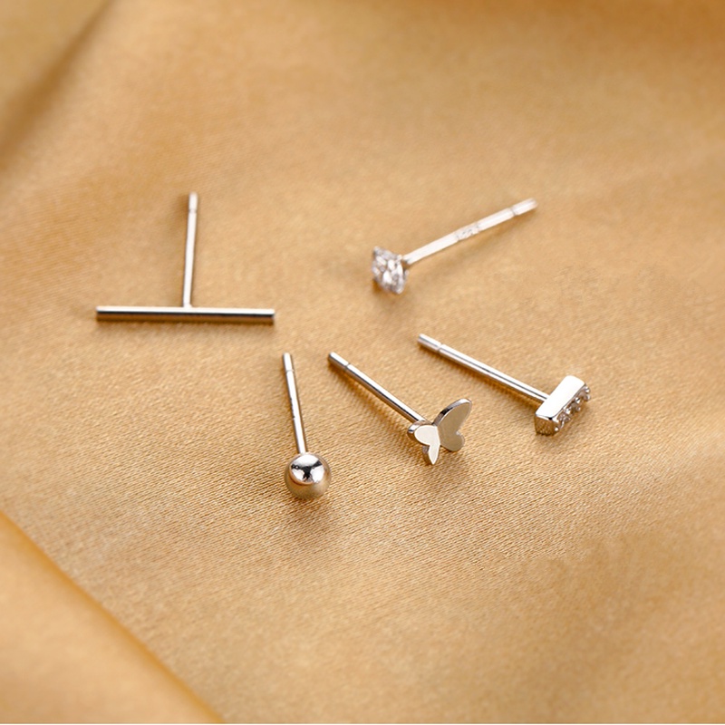 Set 5 khuyên tai bạc s925 We Flower họa tiết cánh bướm đính đá pha lê kiểu dáng thời trang
