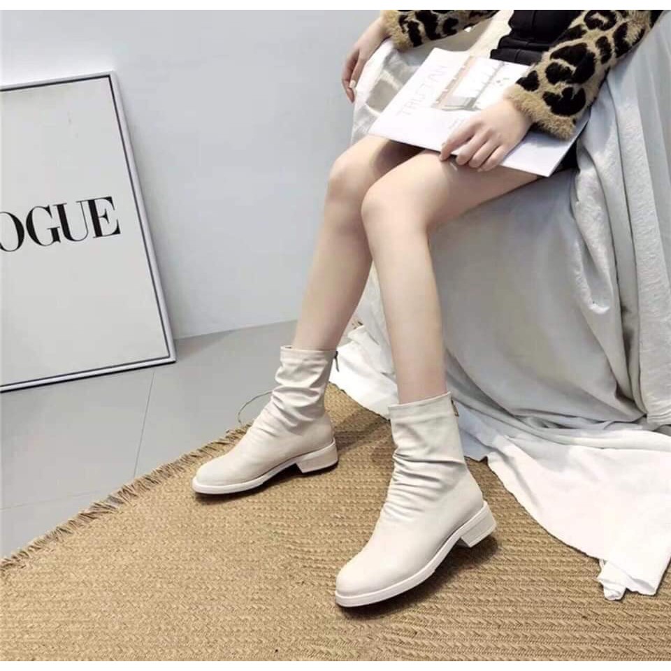 Boot cao cổ đế bằng da nhăn chất đẹp êm chân | BigBuy360 - bigbuy360.vn