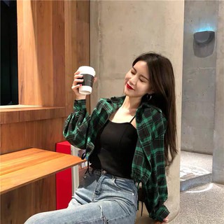 Áo croptop nữ, áo kiểu nữ tay dài, áo kate caro